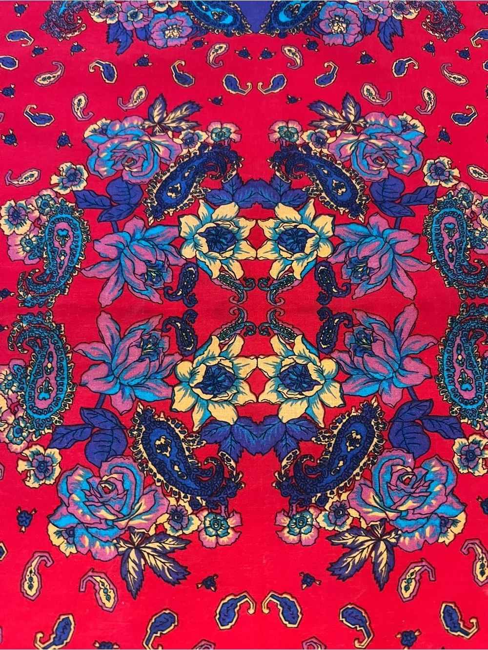 VTG Cotton USA 13960 Bandana Red Floral Paisley